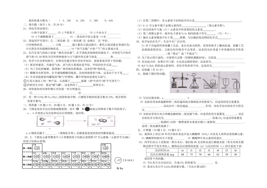 2014年下学期期末化学模拟试卷_第2页