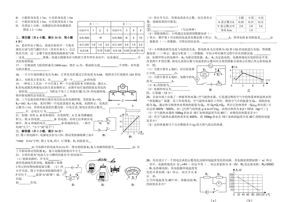 2015年秋初三半期物理模拟考试试卷_第2页