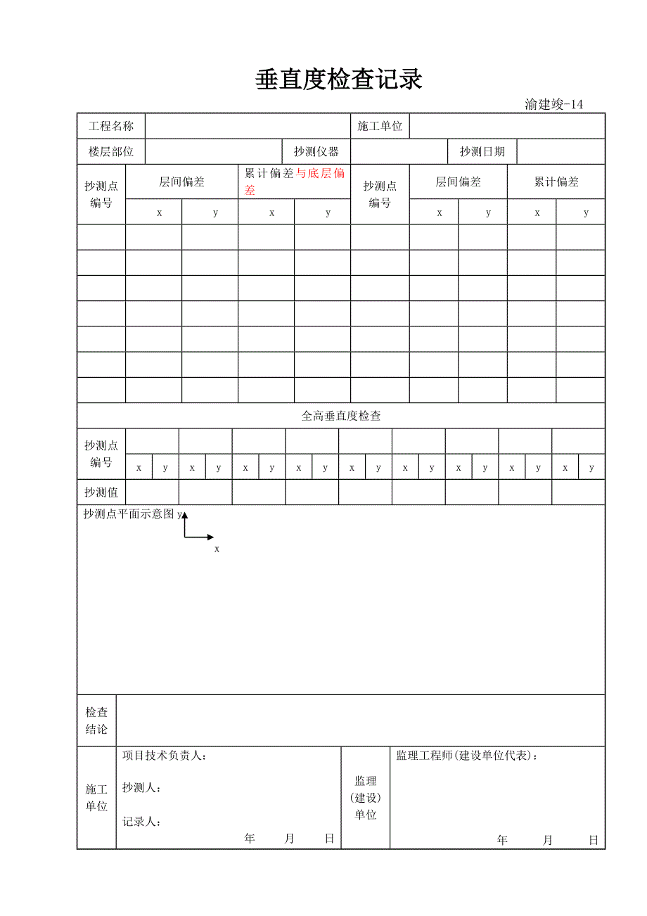 14 垂直度检查记录表_第1页