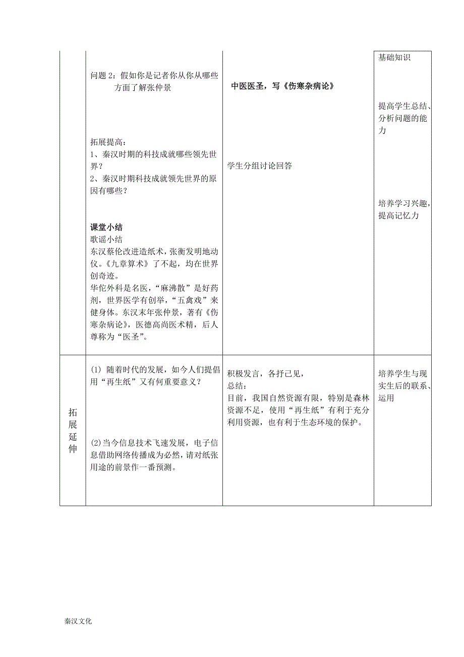 17《昌盛的秦汉文化(一)》教学设计_第4页