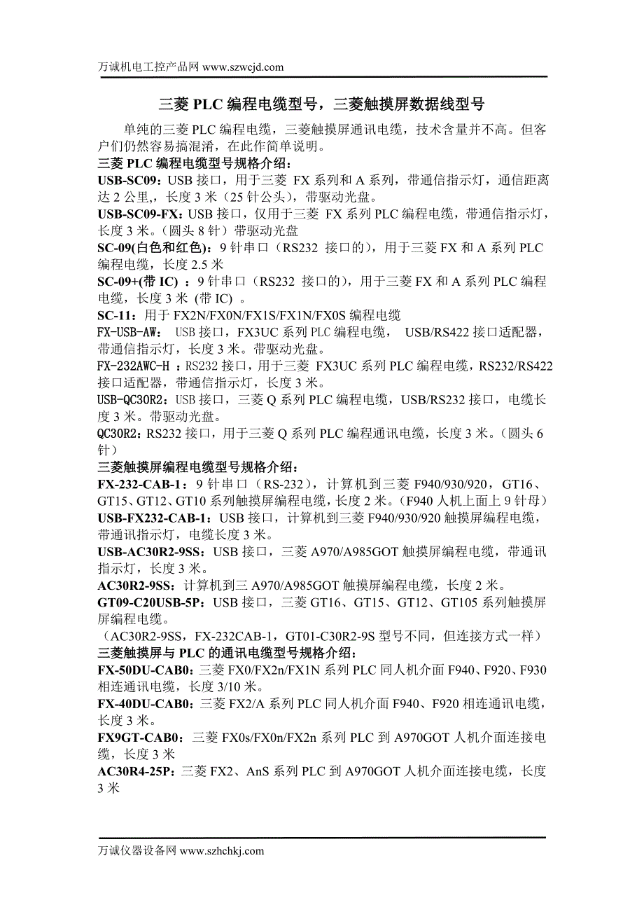 三菱PLC编程电缆型号_第1页