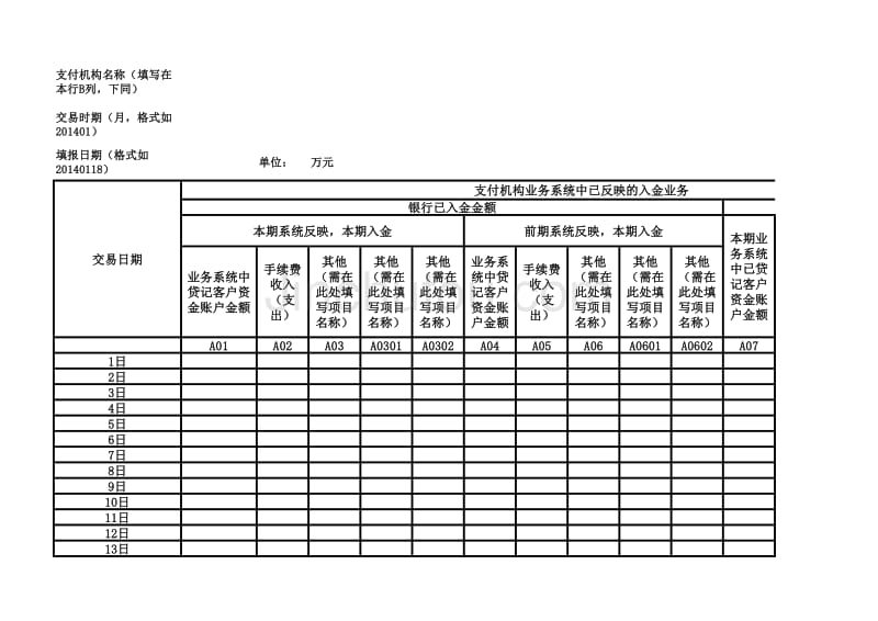 表1_1_3支付机构银行客户备付金入金业务调节表_第1页