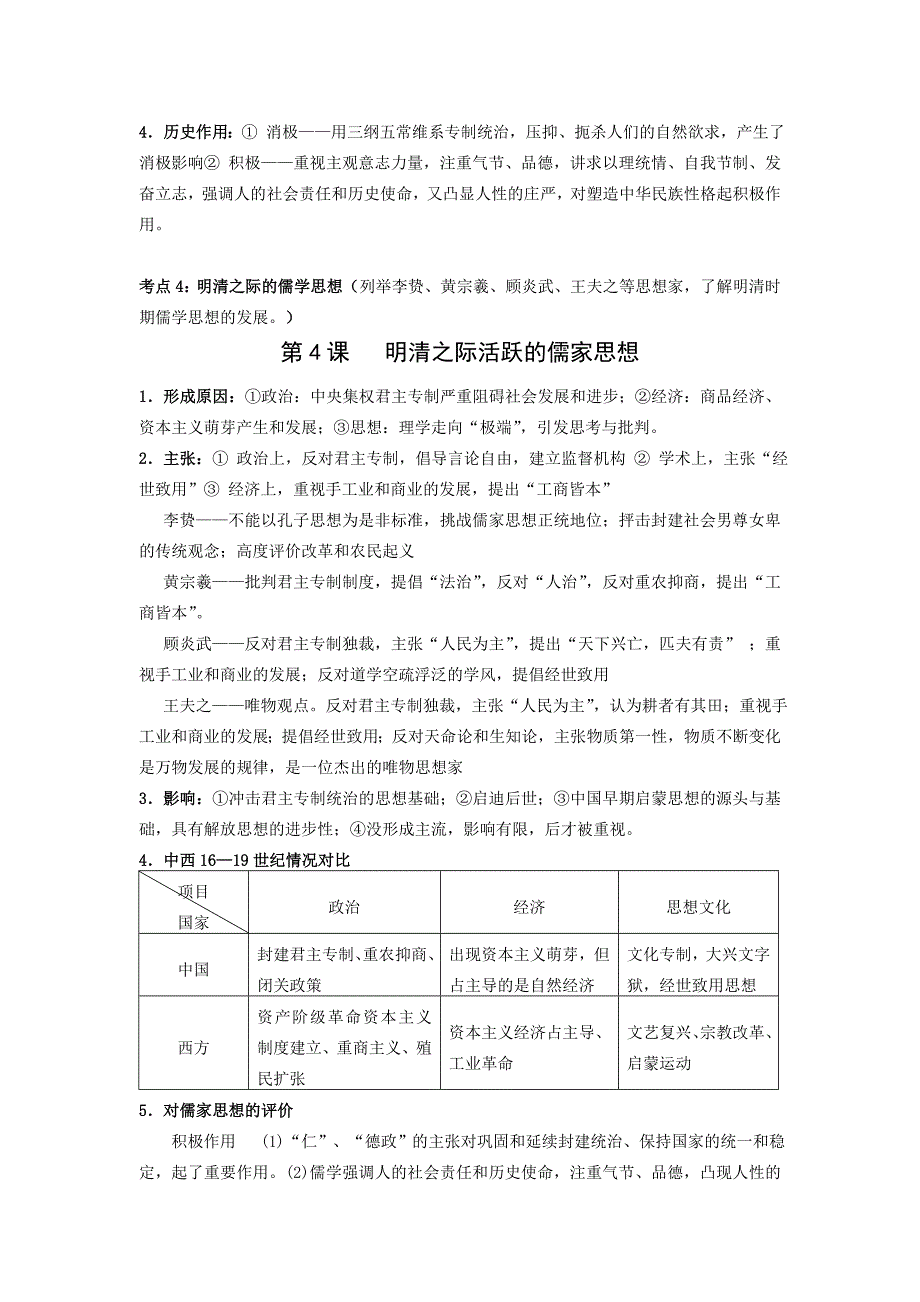 高考历史必背知识点：中国传统文化主流思想的演变_第4页