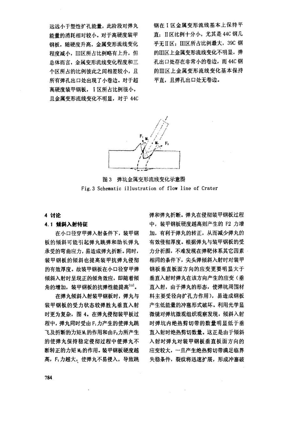 弹丸倾斜入射时硬度对装甲钢板的抗弹性能的作用_第5页