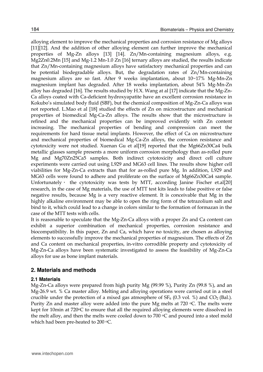 9 Research on Mg-Zn-Ca Alloy as Degradale Biomaterial - InTech_第2页