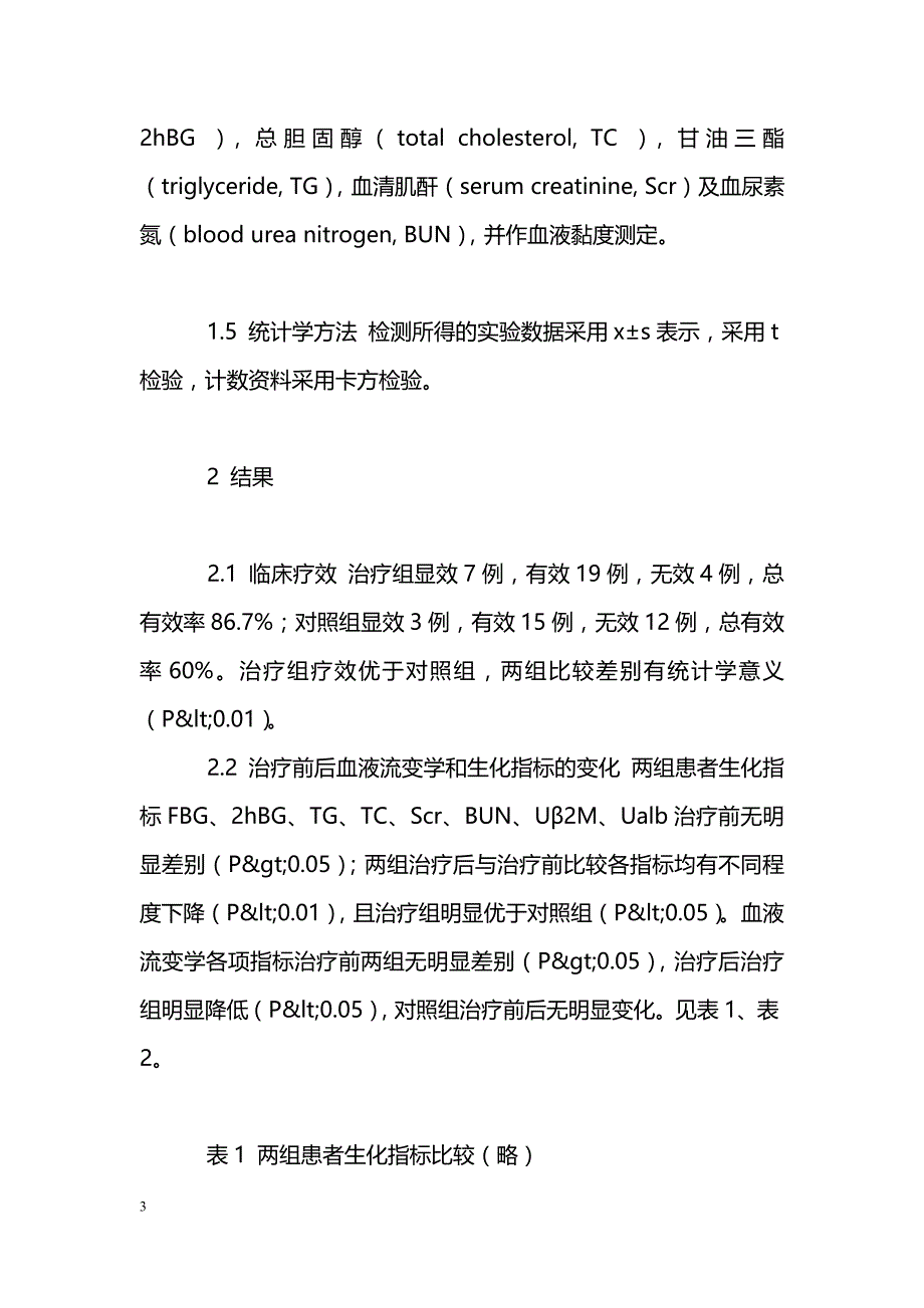 中西医结合治疗糖尿病肾病30例疗效观察_第3页