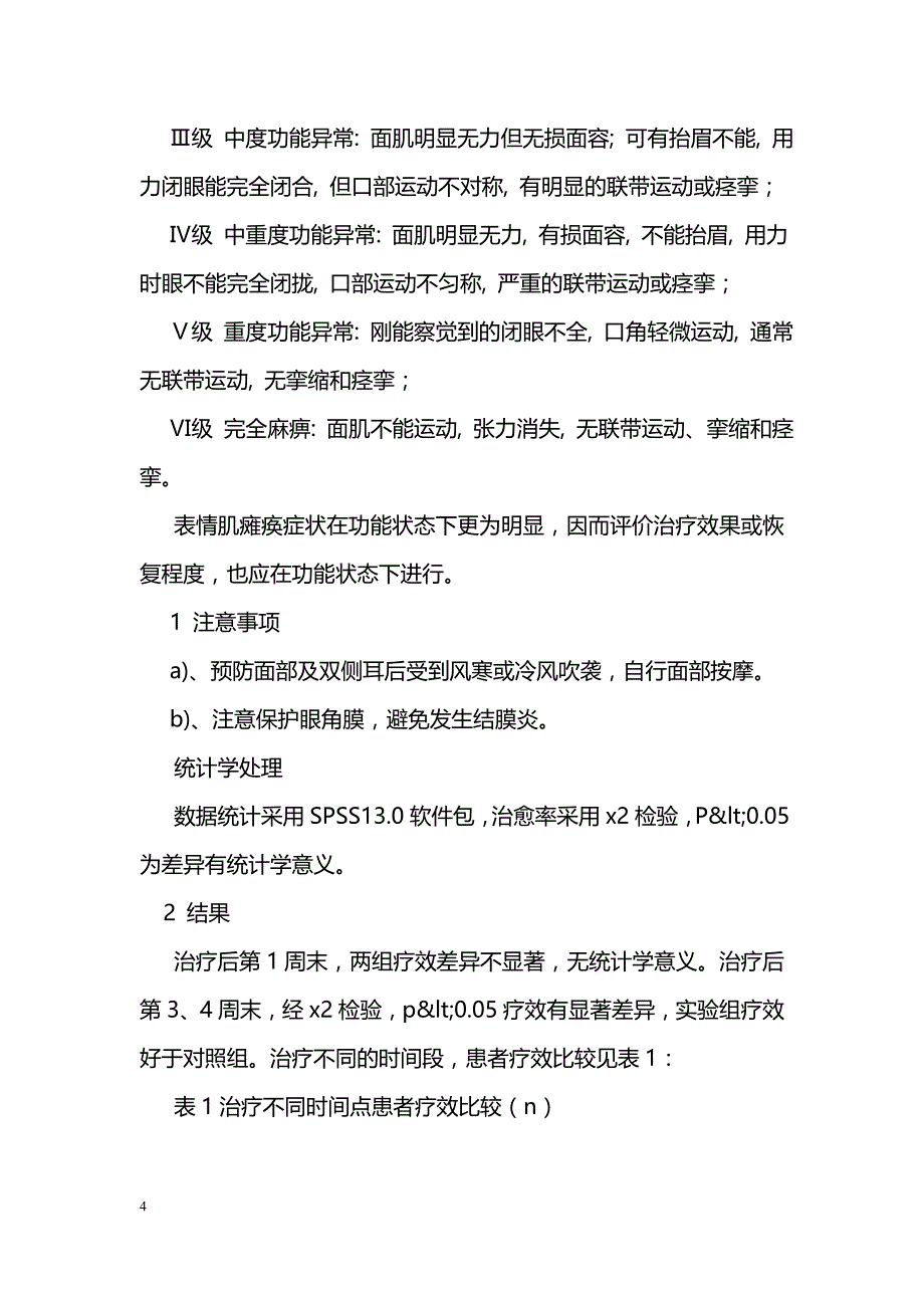 中西医结合治疗贝尔麻痹58例疗效观察_第4页