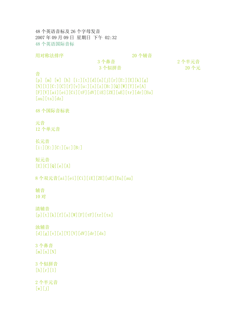 48个英语音标及26个字母发音_第1页