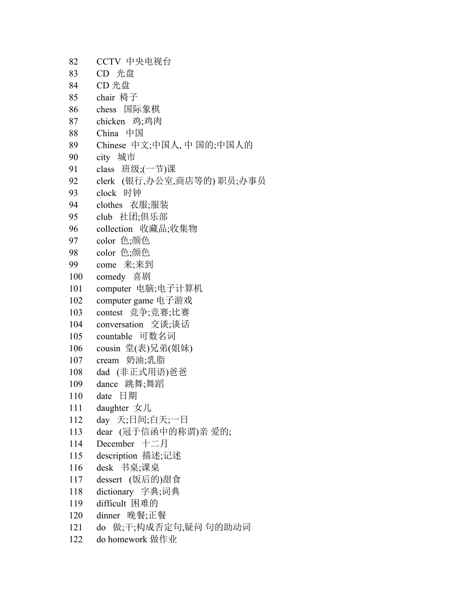 7-1人教版新课标七年级上英语单词表(558首字母)_第3页