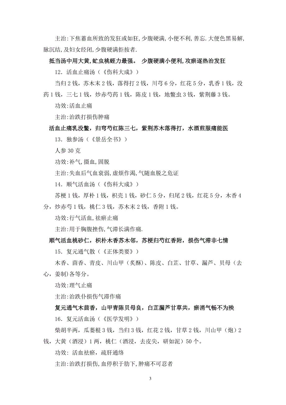 中医医院骨伤科建设与管理指南120个方剂组成含方歌_第3页