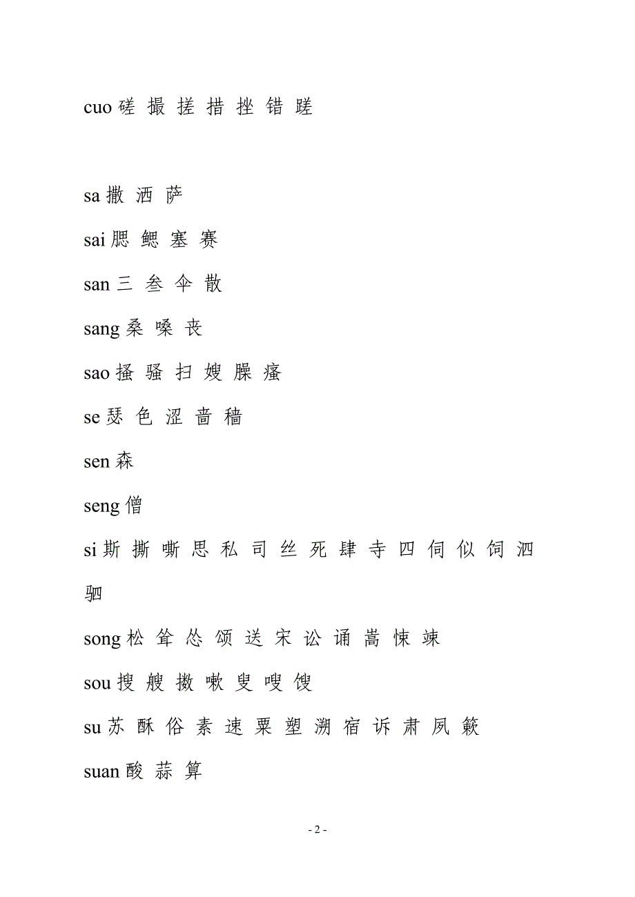 下面是常见的2500个汉字中的平舍音翘舌音_第2页