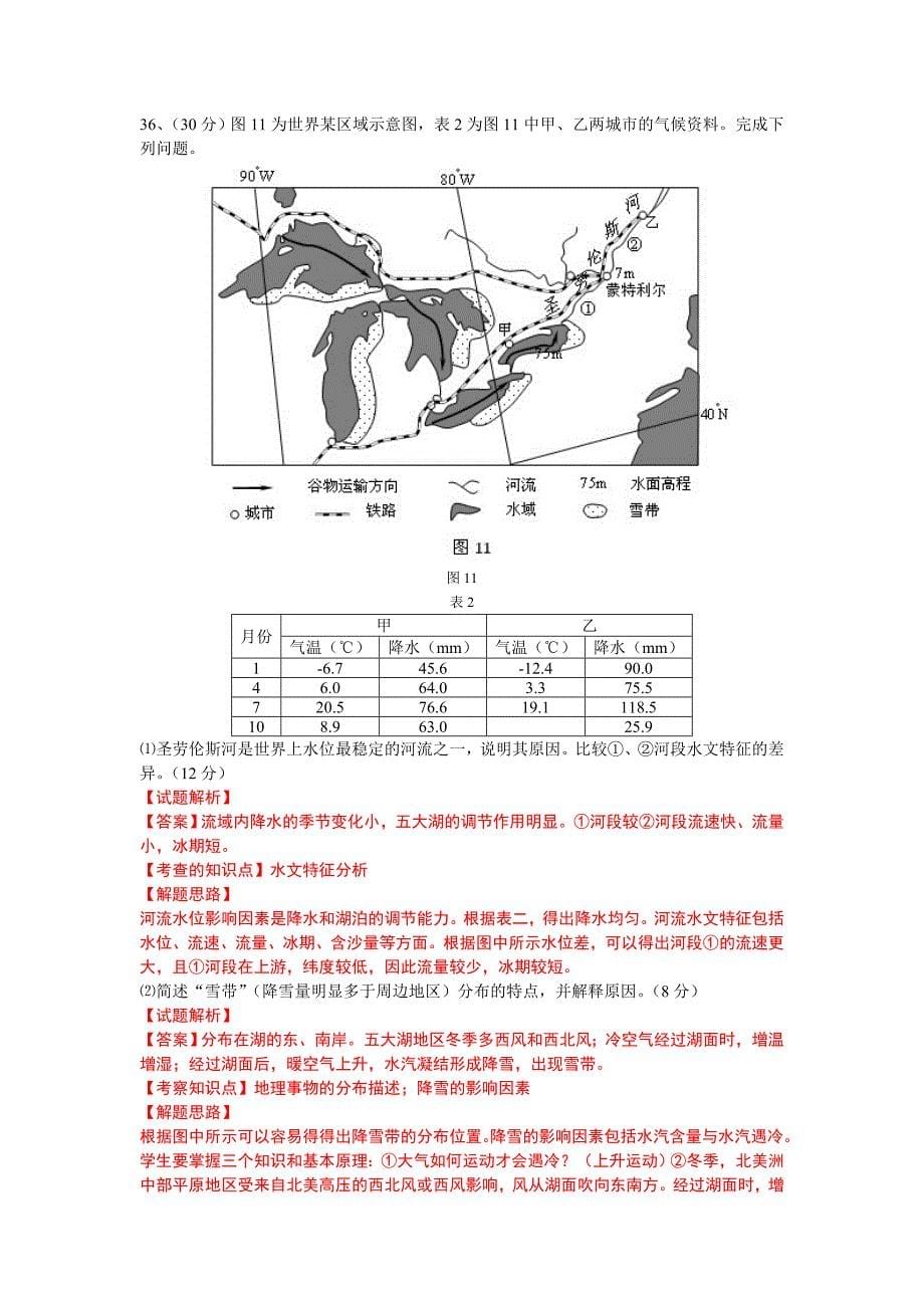 2011年普通高等学校招生统一考试文综地理浙江_第5页