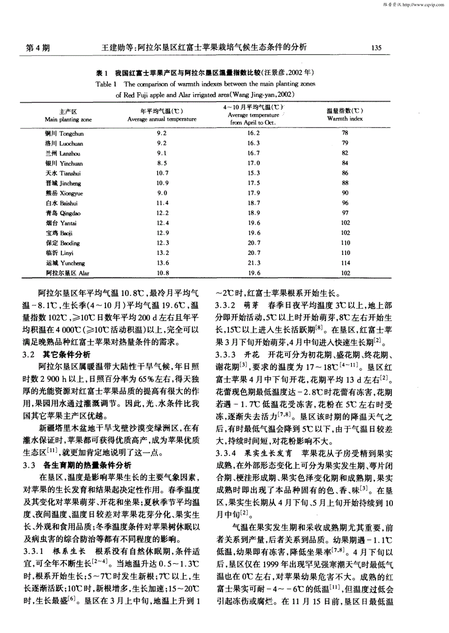 阿拉尔垦区红富士苹果栽培气候生态条件的分析_第2页