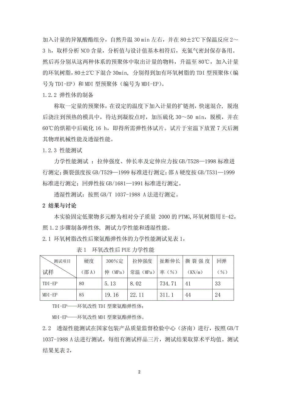 环氧改性聚氨酯弹性体的透湿性研究_第2页