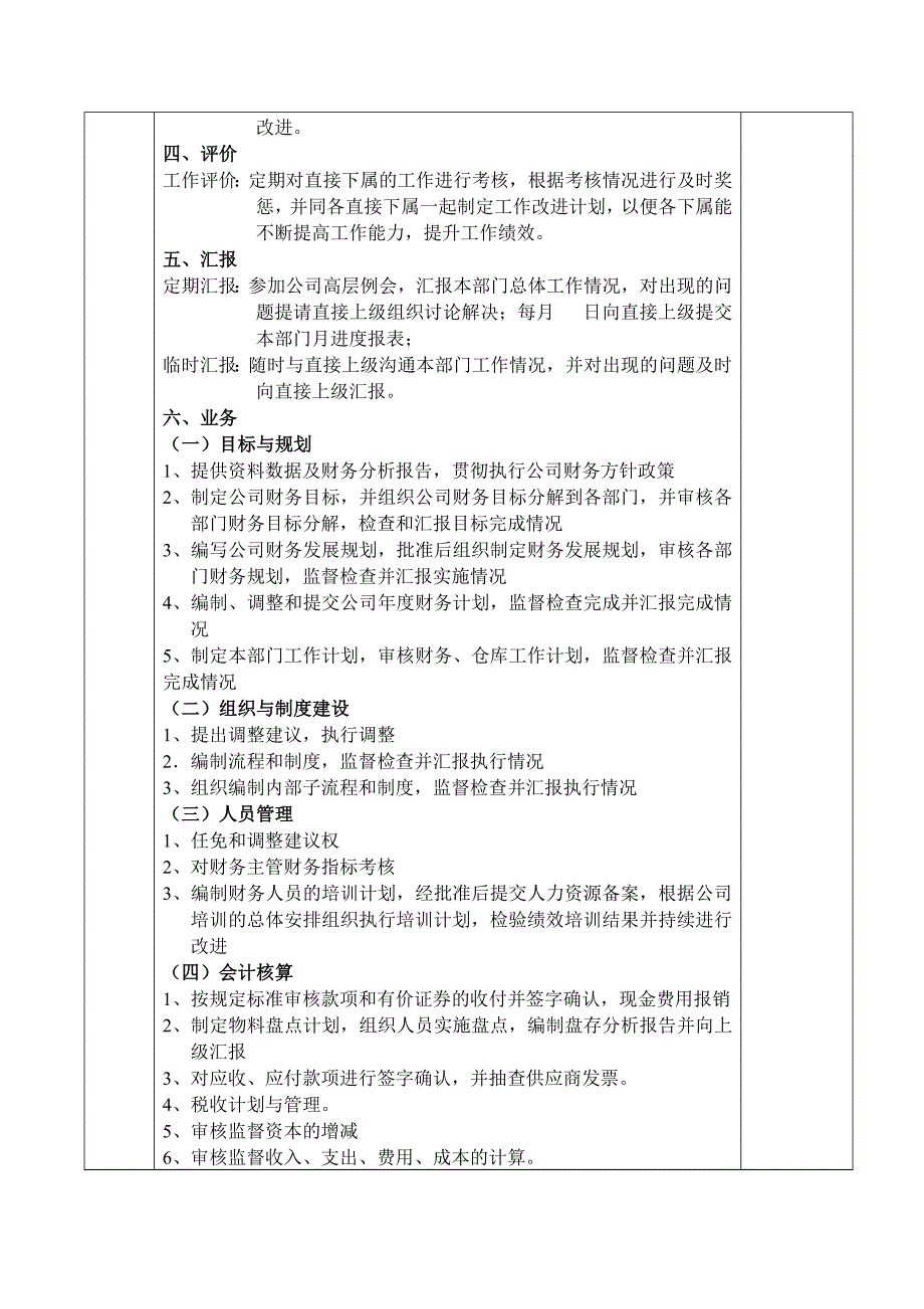 国际食品公司财务部岗位说明书汇编_第2页