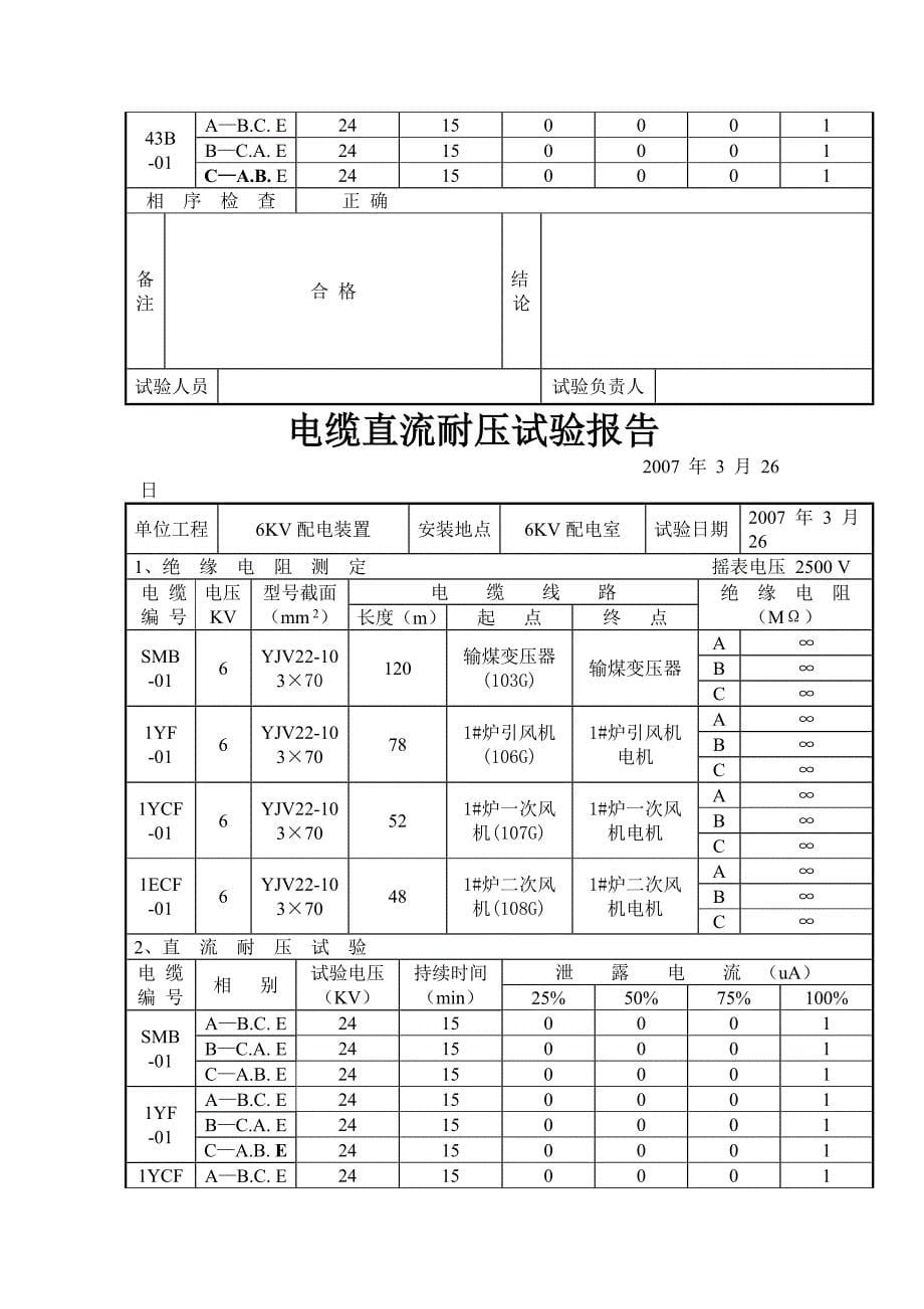 【2017年整理】9-电缆直流耐压试验报告_第5页