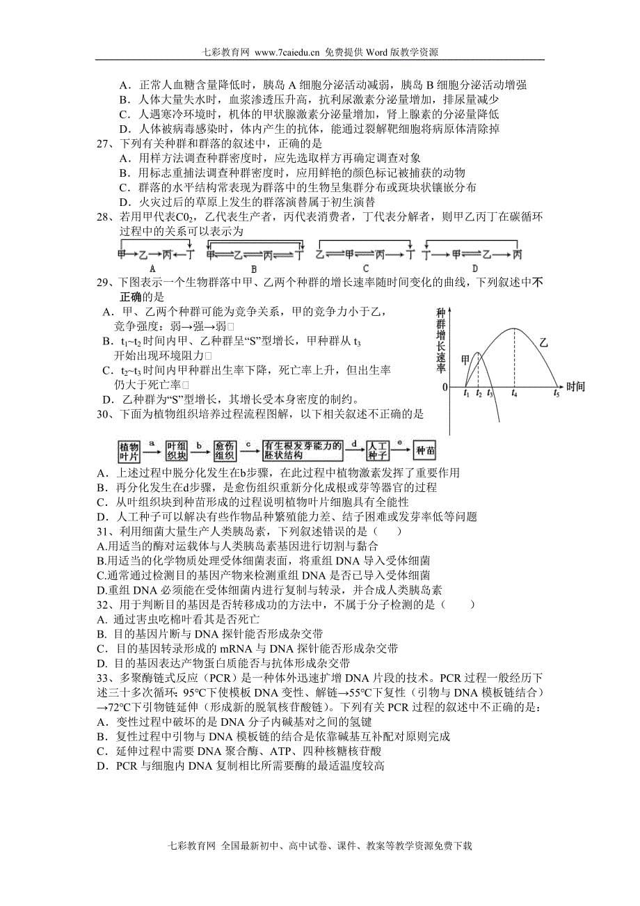 安徽省2011届高三第一次质检(生物)_第5页