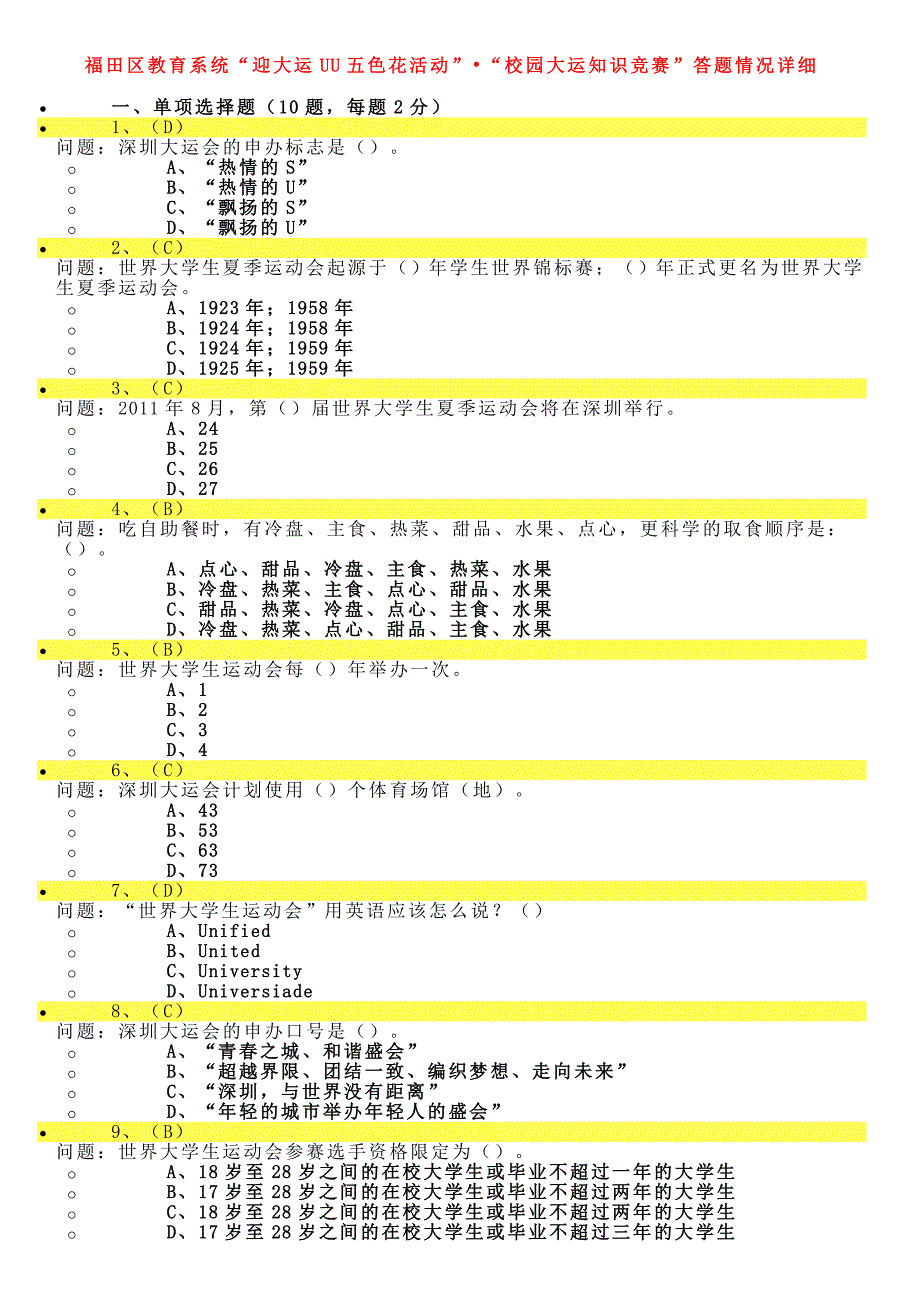 “校园大运知识竞赛”答题情况详细1_第1页