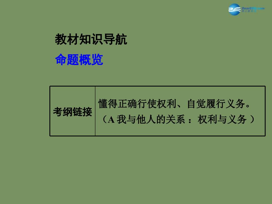 【中考面对面】安徽省2015届中考政治总复习 第一部分 教材知识梳理 八下 第一单元 权利义务伴我行课件 新人教版_第3页