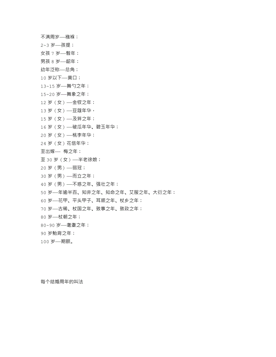 人的各个年龄段称呼？_第1页