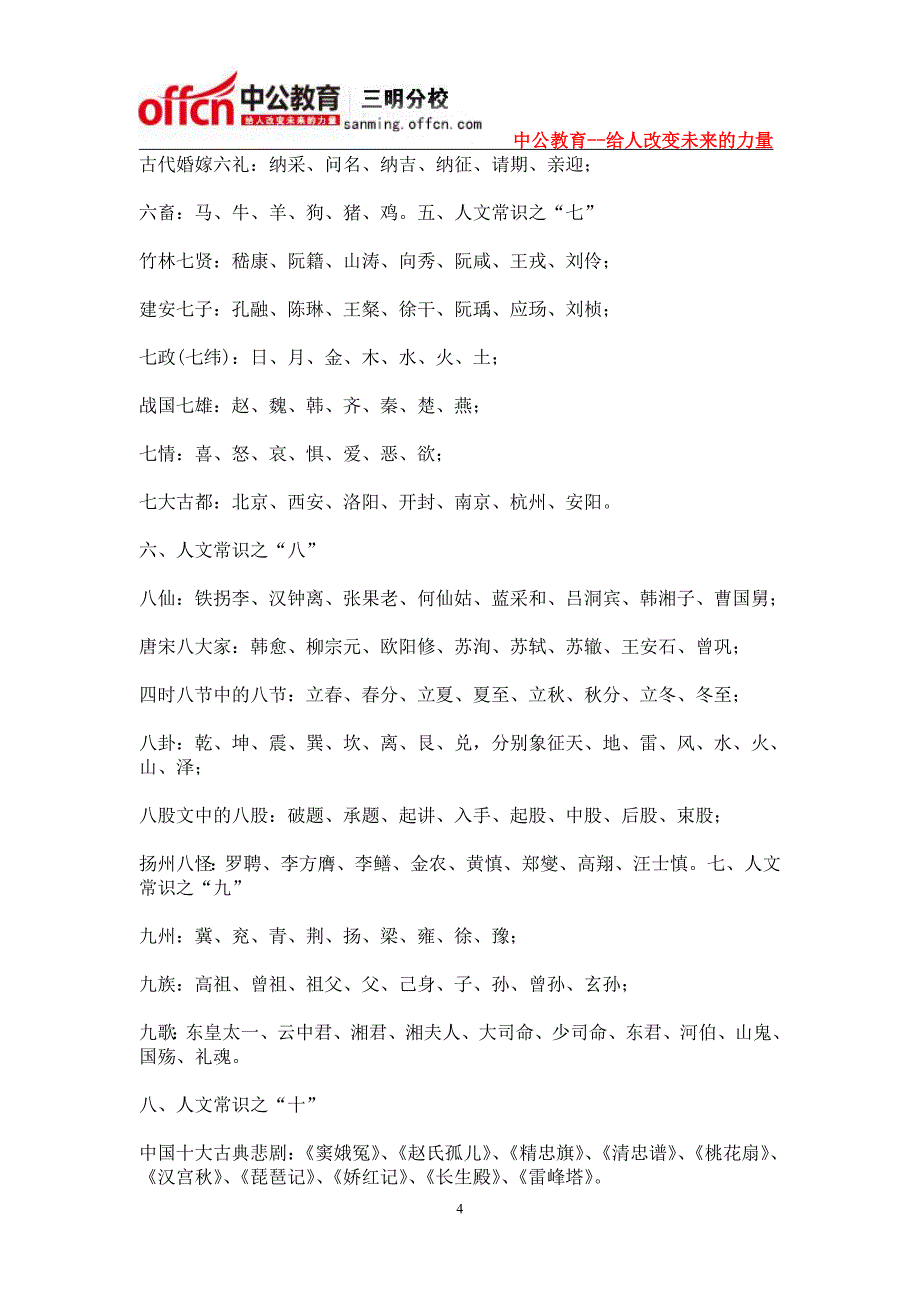 2014三明事业单位考试行测复习资料：八大人文常识_第4页