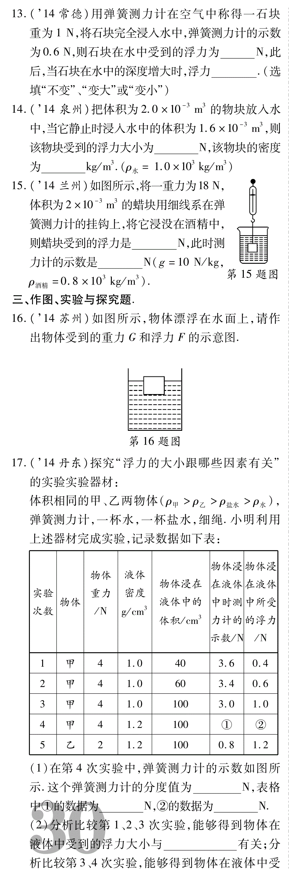 【云南中考面对面】2015届中考物理总复习 第九章 浮力备考高效集训（pdf）（新版）新人教版_第3页