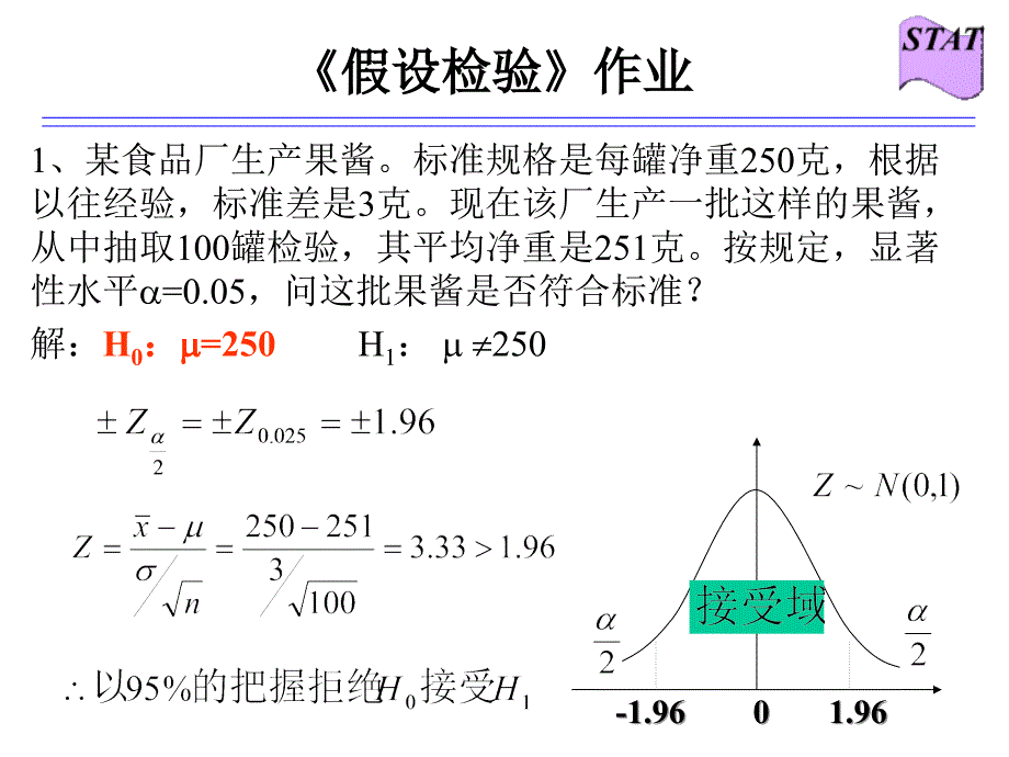 假设检验作业及答案_第1页