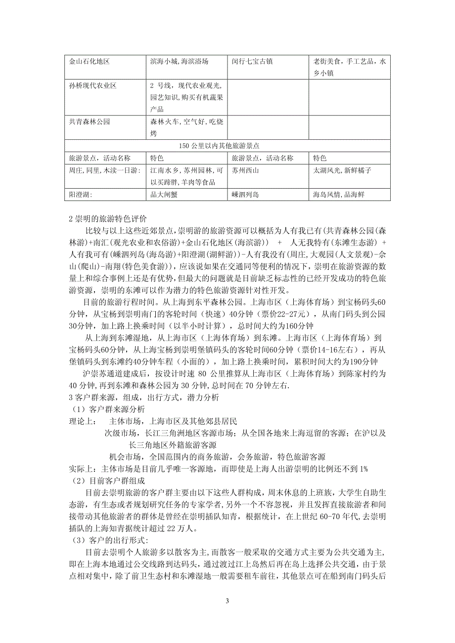 关于崇明旅游开发的客源分析和旅游营销_第3页