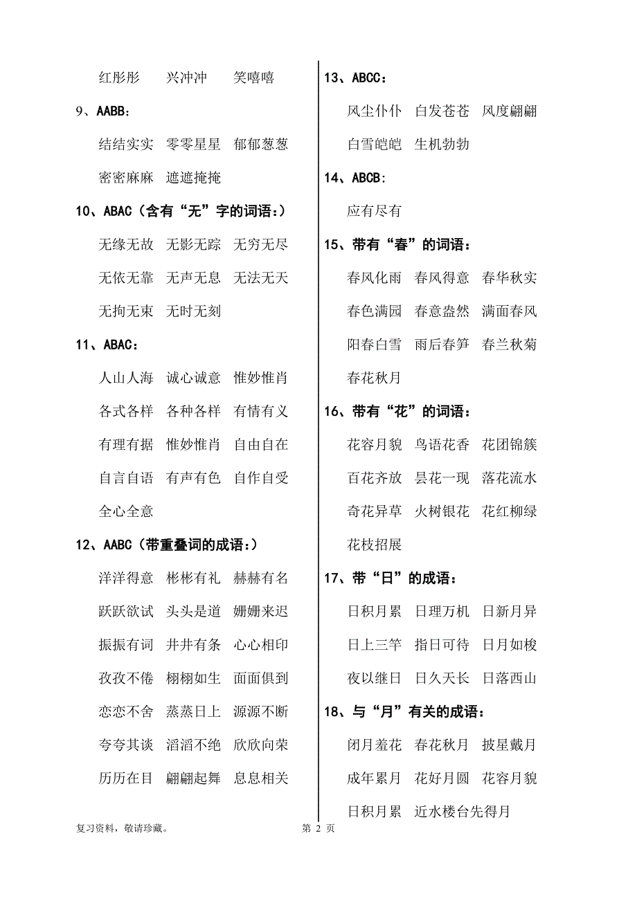 人教版小学六年级语文总复习之成语篇_第2页