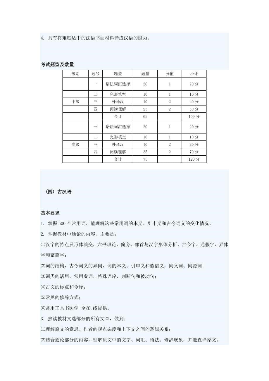 2013年江苏省职称外语(古汉语)考试考试大纲_第5页