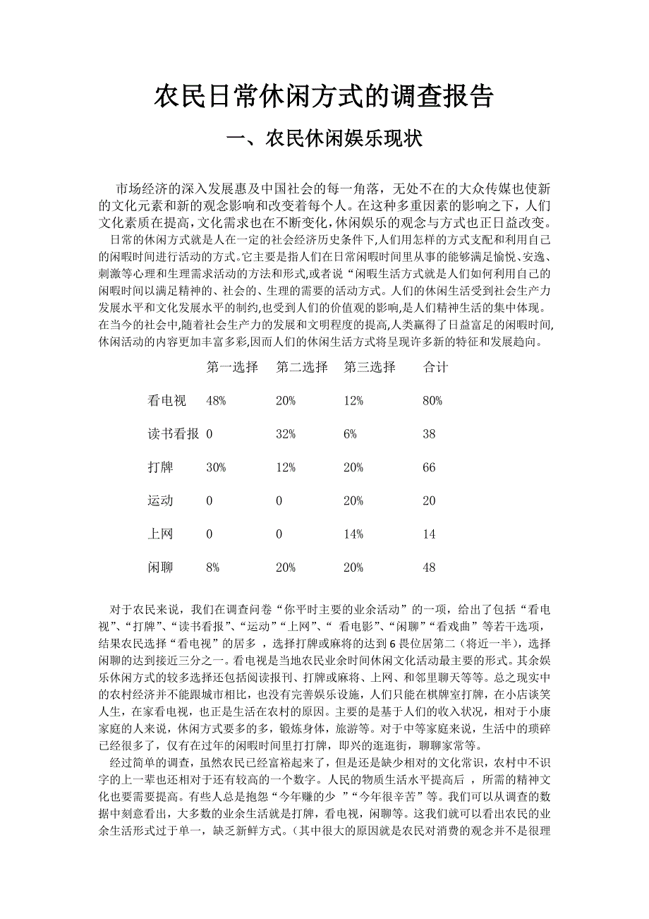 农民日常休闲方式调查_第1页