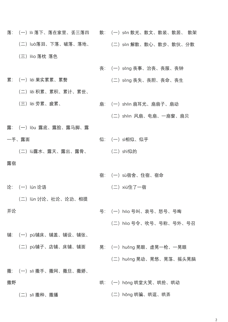 人教版三下多音字归类_第2页