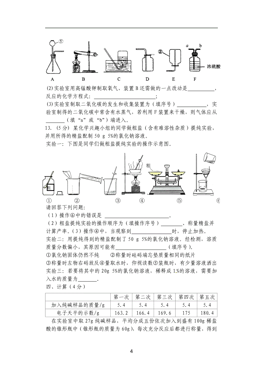 【中考模拟化学试题（四）_第4页