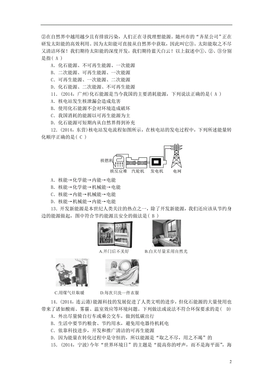 【聚焦中考】2015年中考物理 第24讲 信息 能源复习 新人教版_第2页