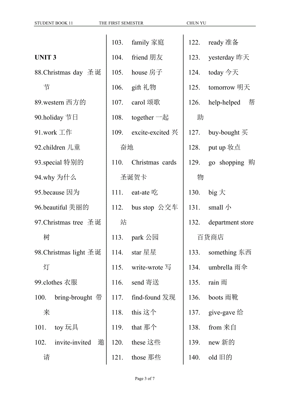 小学英语六年级上册单词重点(有翻译)_第3页