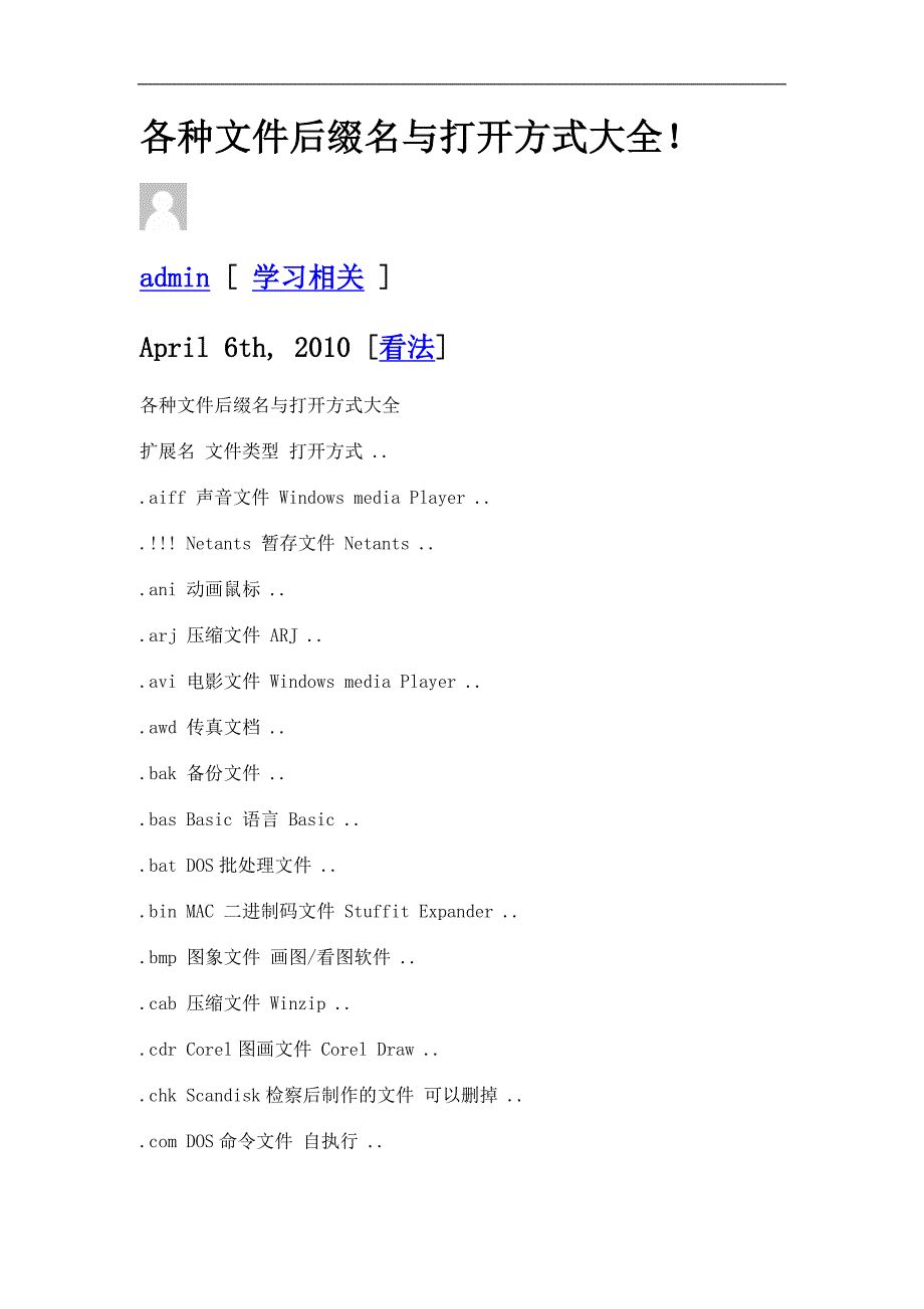 各种文件后缀名与打开方式大全_第1页