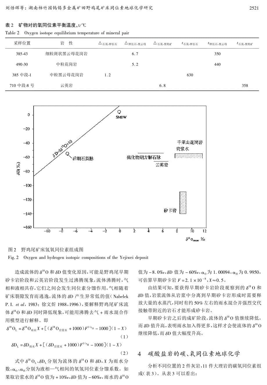 湖南柿竹园钨锡多金属矿田野鸡尾矿床同位素地球化学研究_第5页