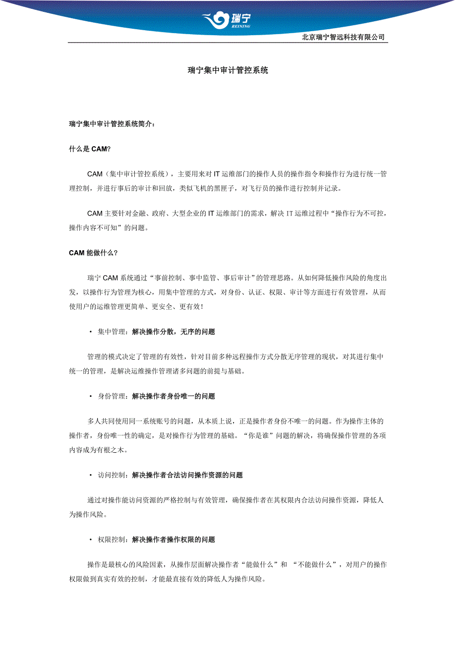 IT运维安全管理系统之瑞宁CAM_第1页