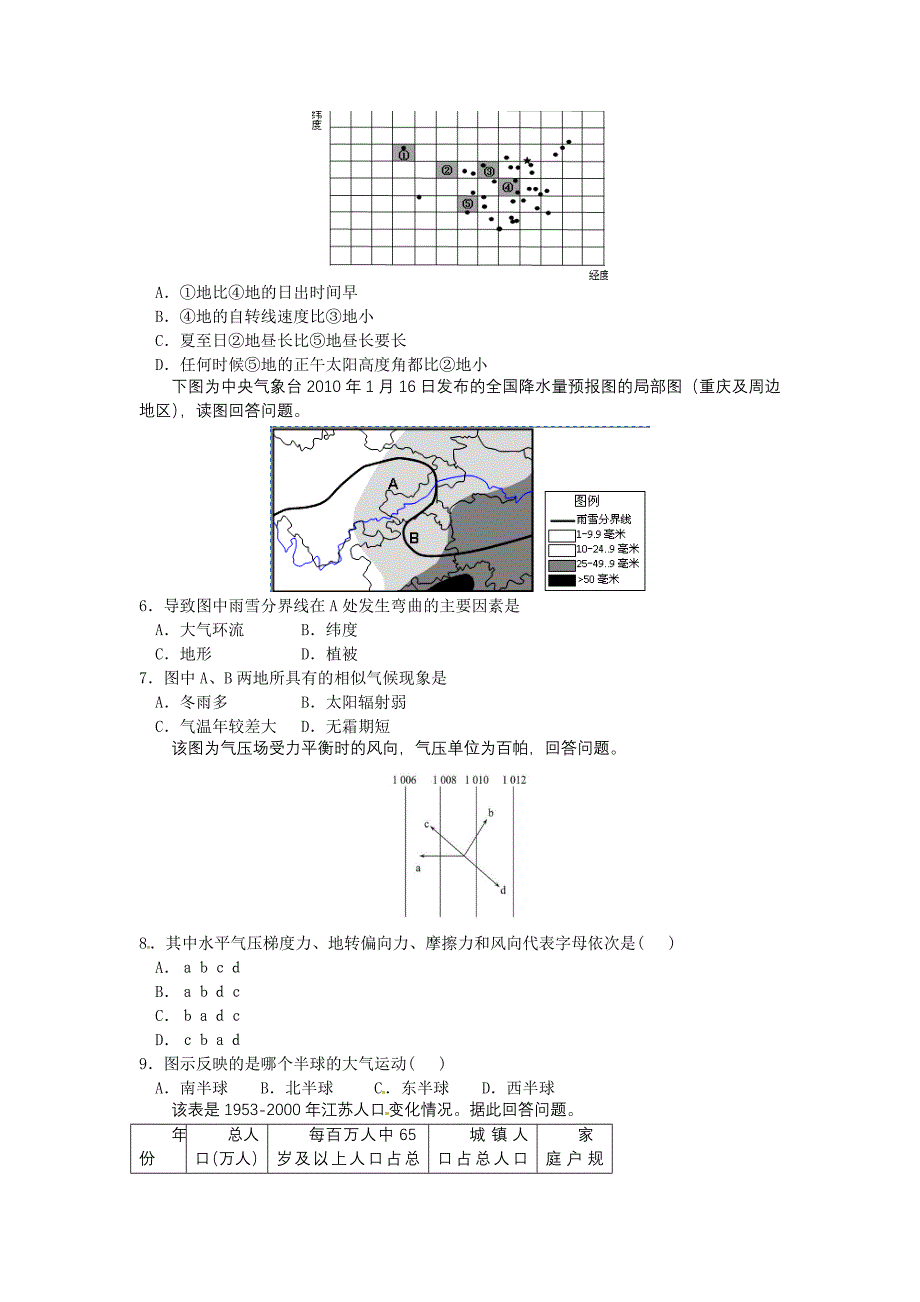 江苏省江都市大桥高中2012-2013学年高二学业水平测试模拟考试地理试题(一)_第2页