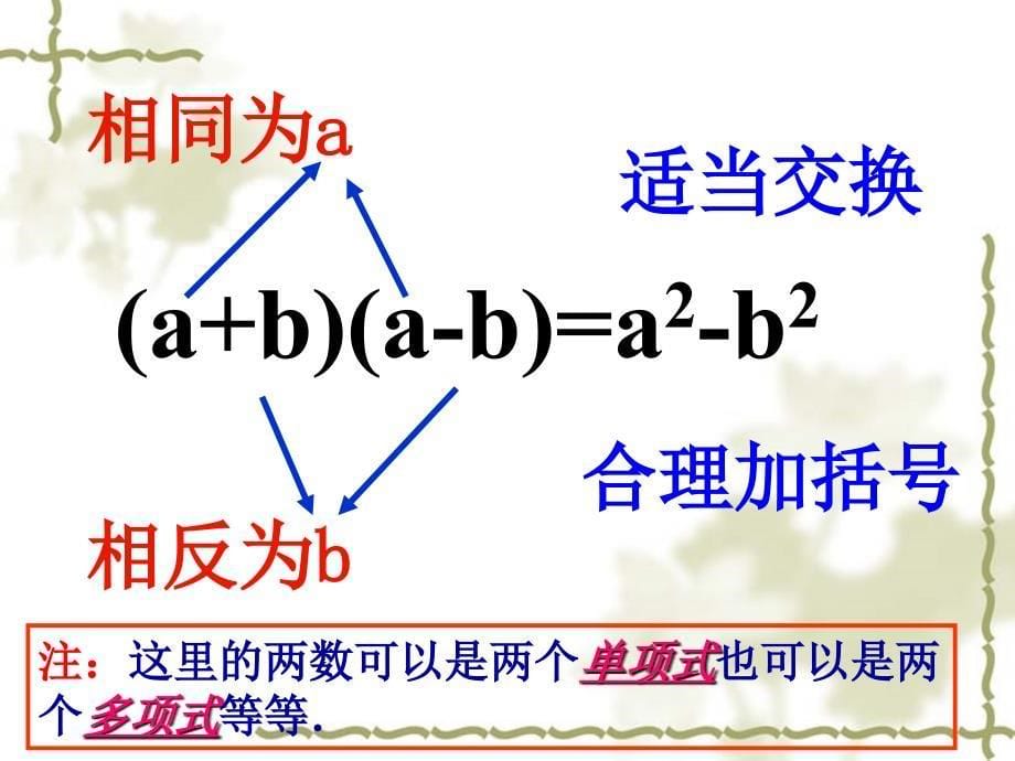 初中一年级数学下册第一章 整式的乘除1.5平方差公式第一课时课件_第5页