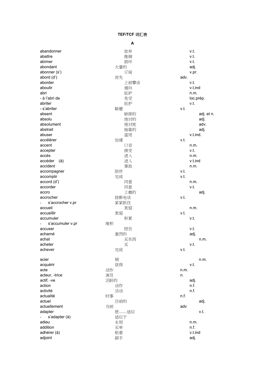 TEF及TCF法语基础词汇表(注释完)_第1页