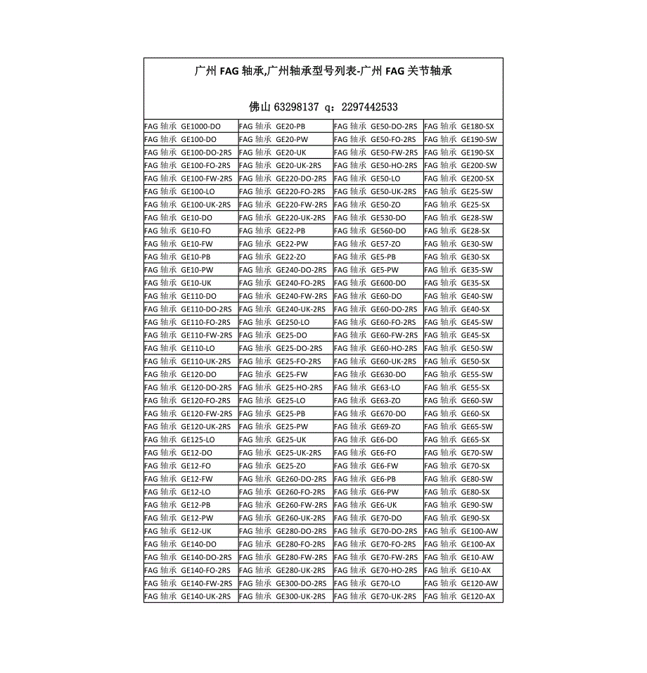 广州FAG轴承,广州轴承型号列表-广州FAG关节轴承_第1页