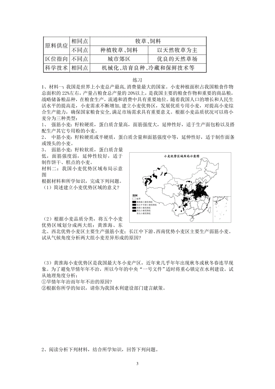 世界主要农业地域类型的特点及其形成条件导学案_第3页