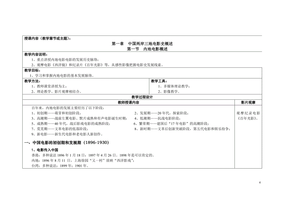 中国电影艺术史课程教案讲义_第4页