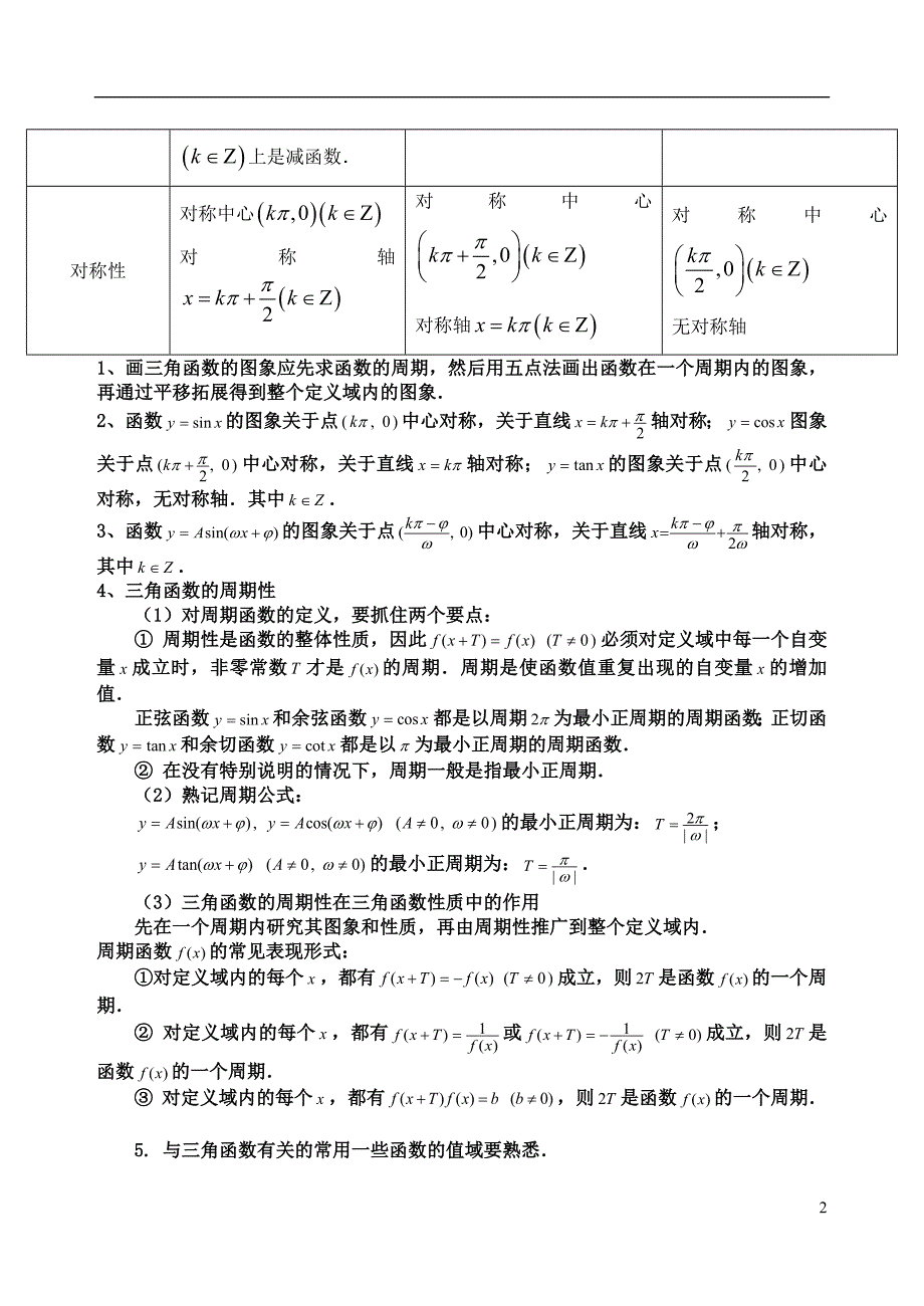 吉林省高中数学 1.4.2.2正弦、余弦函数l图象与性质小结教案（1）理 新人教A版必修4_第2页