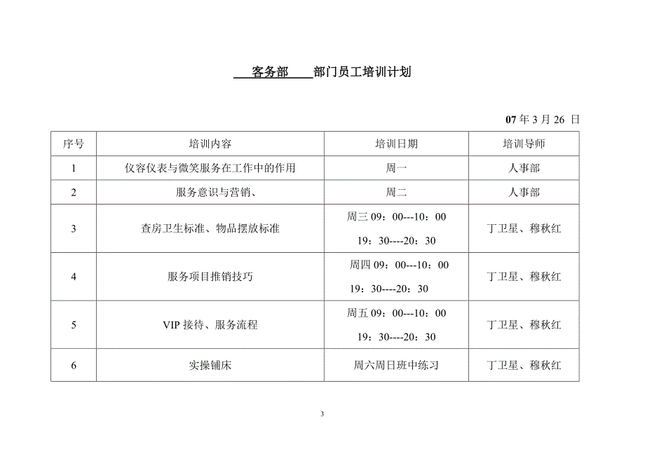 人力资源部    部门员工培训计划_第3页