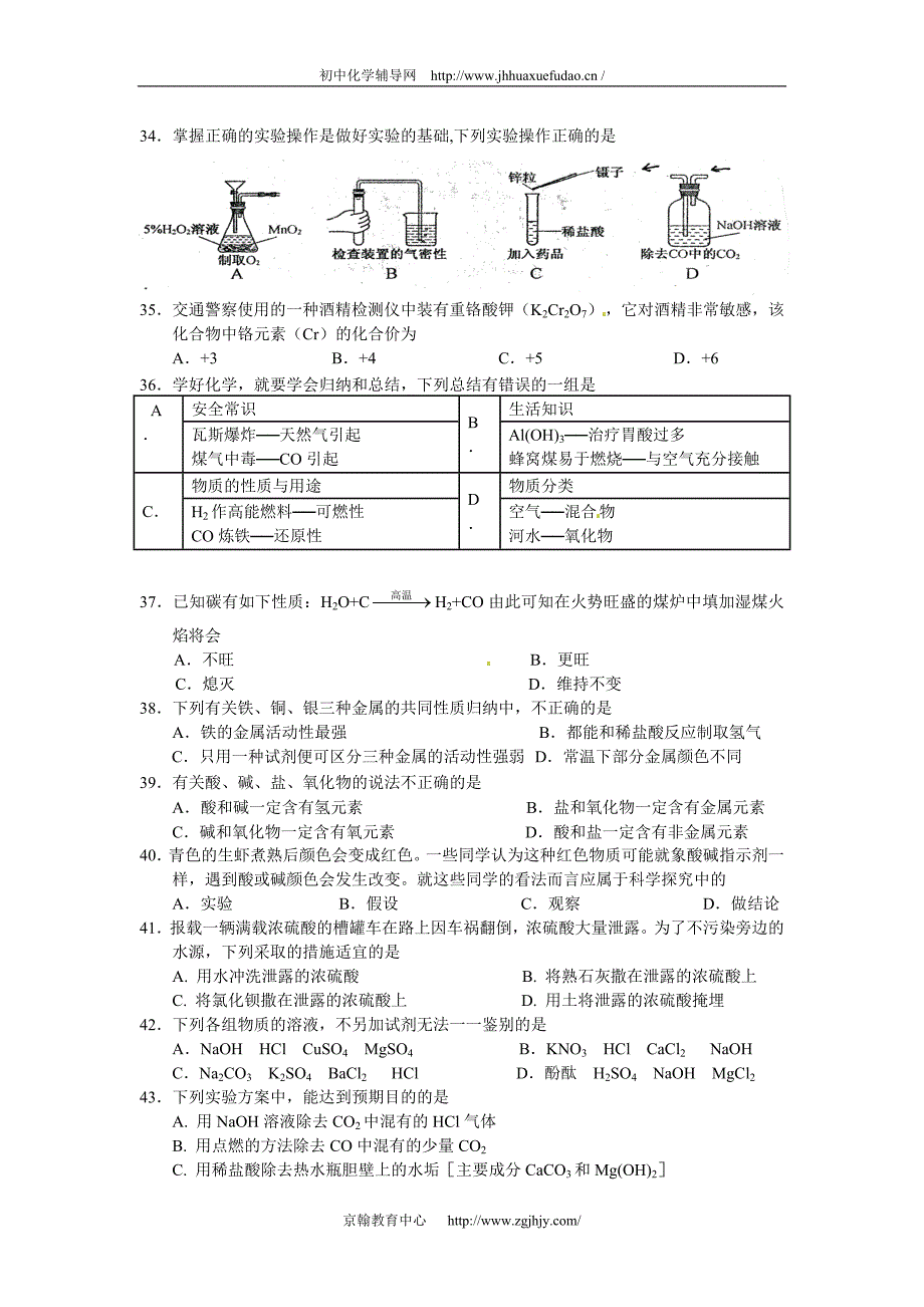 2012年上海市杨浦区中考二模化学试题及答案_第2页