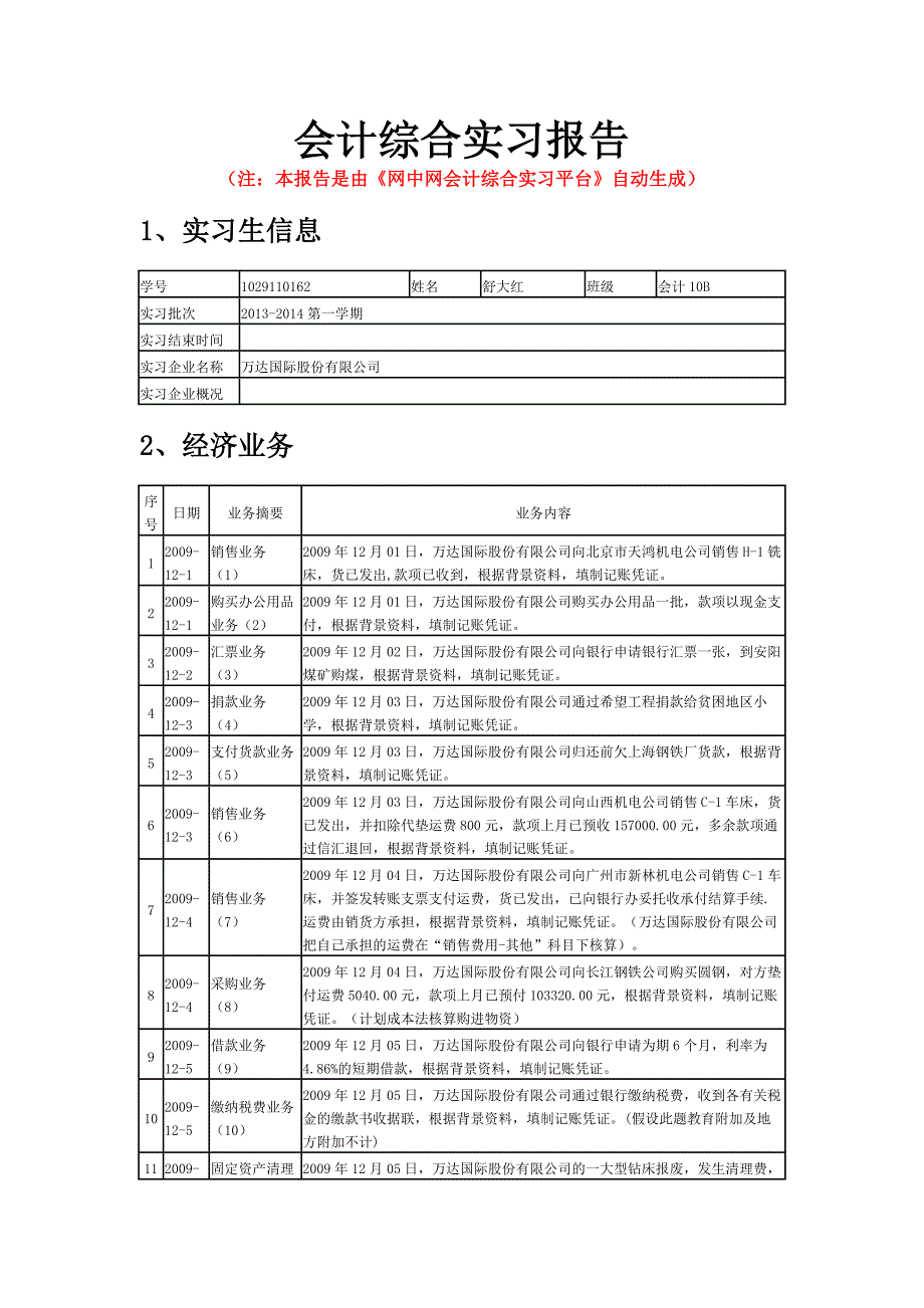 万达股份有限公司会计综合实训_第1页