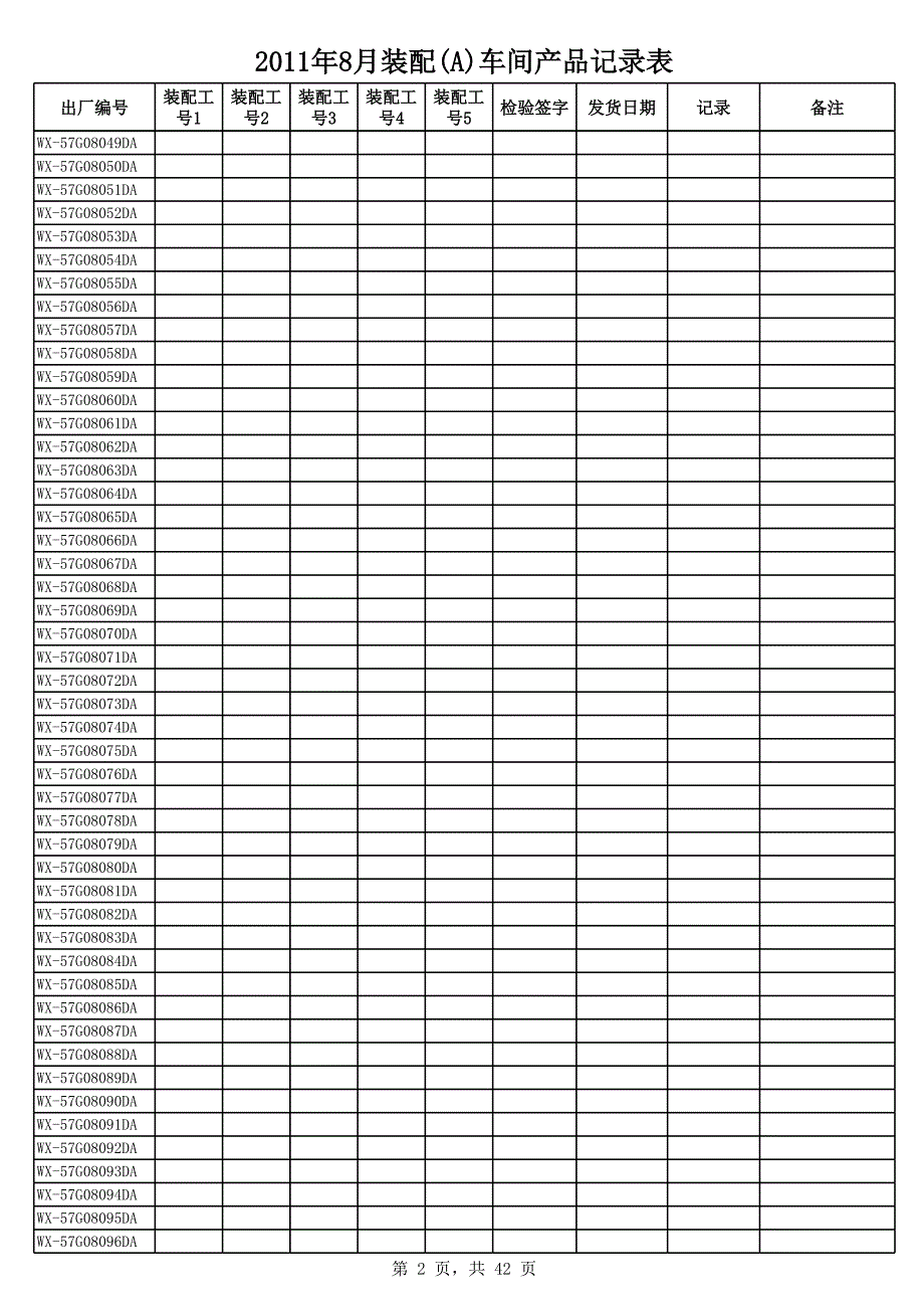 装配产品记录表_第2页