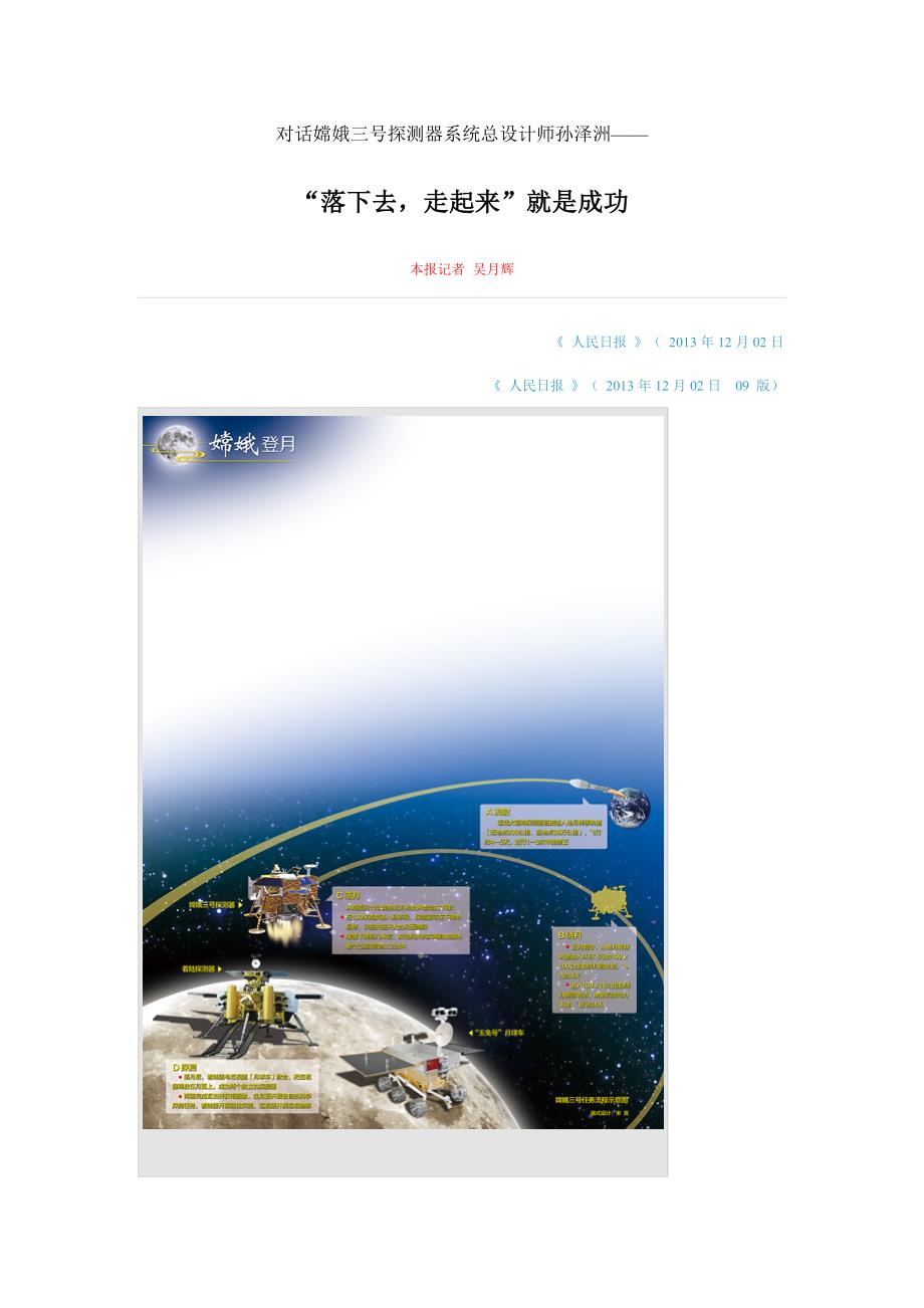 对话嫦娥三号探测器系统总设计师孙泽洲 落下去走起来就是成功_第1页
